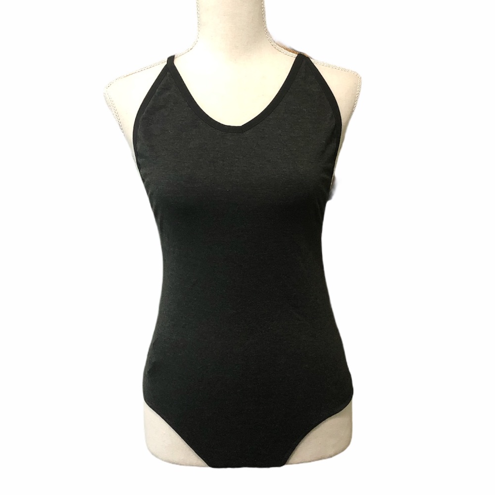 Rosio Body Suit Button Snap Criss Cross Straps
